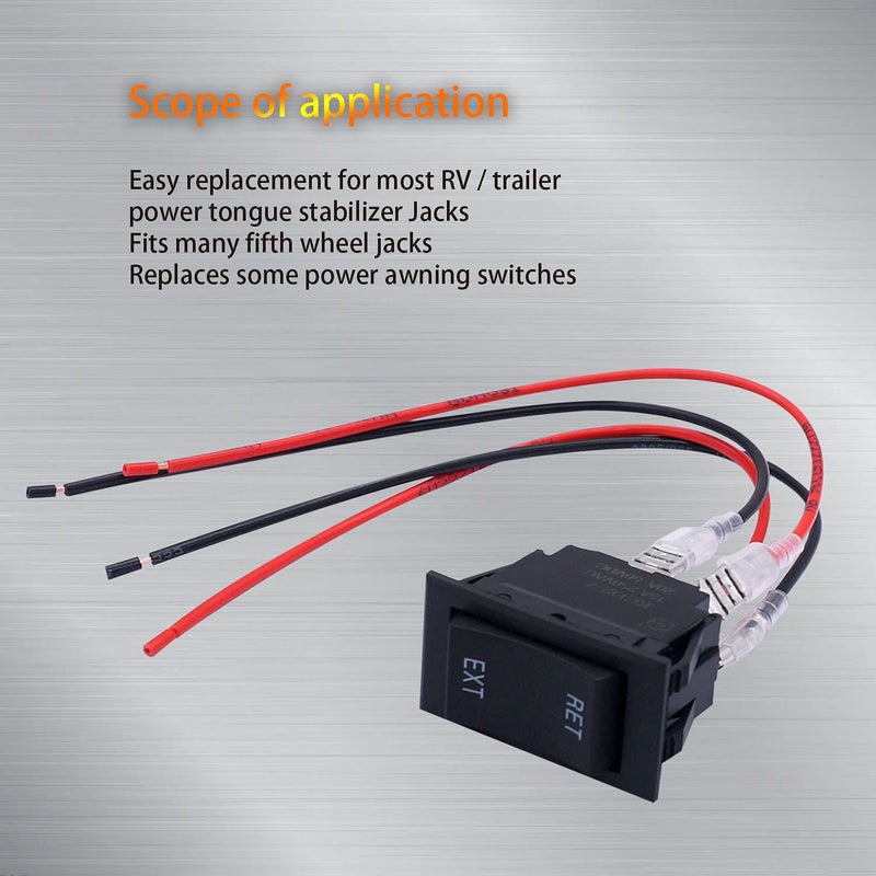 weideer 12V Reverse Polarity Switch Momentary Power Jack Rocker Switch DC Motor Control DPDT 4 Pin(ON)-Off-(ON) 20A 12 Volt DC RV Switch with Wires (Pack of 2) - Image 5